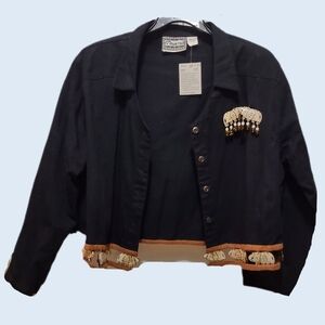 Molato 2-pc Vintage Black Dress & Jacket Elephant Tribal